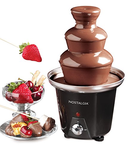 Nostalgia 3-Tier Elektrische Schokoladenbrunnenmaschine für Partys – Schmilzt Käse, Queso, Süßigkeiten und Likör – Zum Eintauchen von Erdbeeren, Apfelspalten, Gemüse und mehr– 710 Milliliter – Schwarz
