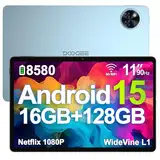 DOOGEE U11 Android 15 Tablet 11 Zoll 16GB RAM +128GB ROM (2TB TF) 8580mAh Gaming Tablet Android, 13MP+5MP, Octa-Core Tablets PC 2.4G+5G WLAN GMS/ WidevineL1/ 3.5mm Audio/GPS/Face ID/OTG [2025]