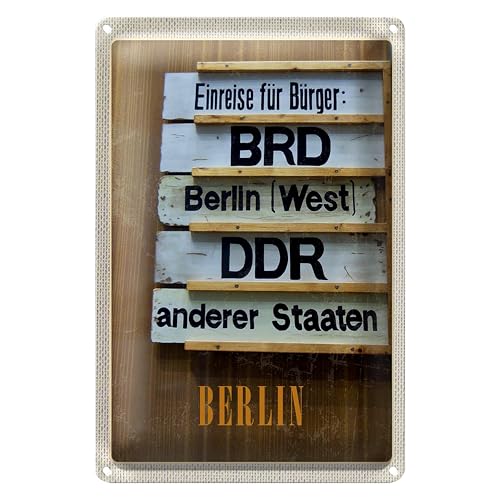 Vintage Blechschild | Einreise für Bürger | Berlin DDR BRD | Retro Deko | 12 cm x 18 cm