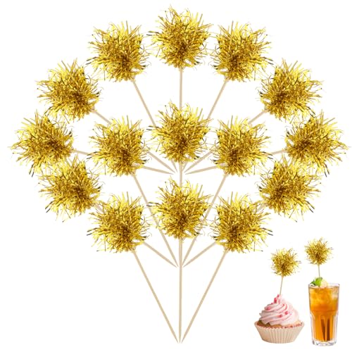 80 Stück Cocktail Feuerwerk Dekoration Cocktail Deko Drink Dekoration 15cm Cocktailspieße Cocktailschirmchen für Geburtstagsbars Obst Snacks Party Weihnachtsdekoration Tortendeko Happy Birthday