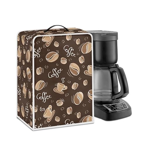Jndtueit Kaffee-Thema-Kaffeemaschinen-Abdeckung, passend für die meisten Standard-Kaffeemaschinen, braune Geräteabdeckung, Fingerabdruckschutz