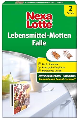 Nexa Lotte Lebensmittel-Motten Falle, Mottenbekämpfung, insektizidfreie Klebefalle gegen Nahrungsmittelmotten, 2 Fallen, Blau