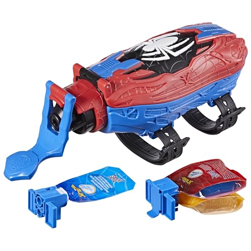 Spider-Man Marvel Real Webs Super Web-Blaster, 2-in-1 Blaster, Rollenspielzeug, Kostüm, Spielzeug, Rot und Blau