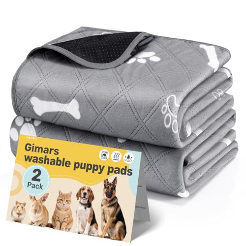 Gimars Waschbare Welpen-Unterlagen – Wiederverwendbare Hundetrainingspads, 2er Pack, 60×50 cm, Verdickte Baumwolle, Super saugfähig & Auslaufsicher – Puppy Pads für Hunde, Katzen und Meerschweinchen
