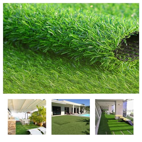 bimiti Kunstrasenteppich 2x3m, Kunstrasen 30 mm Höhe, Rasenteppich Meterware Grasteppich Outdoor Teppich Wetterfest Rollrasen Grasmatte für Balkon, Terrasse, Garten, Grün