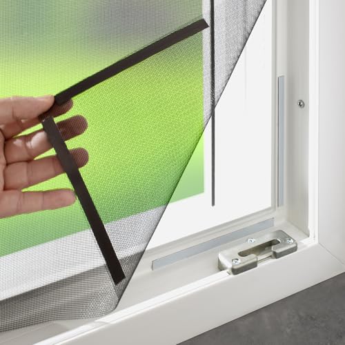 empasa Magnet Fliegengitter Fenster DELUXE mit professioneller Magnet-Klick-Befestigung, Insektenschutz ohne Bohren, Magnetfenster, individuell kürzbar, Größe:130 x 150 cm, Gewebeauswahl:Fiberglas