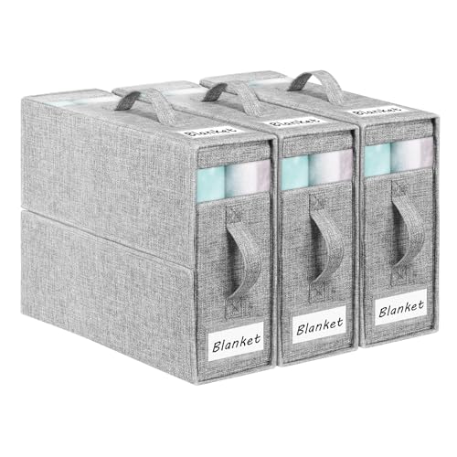 KEEGH Bettwäsche Organizer 3 Stück Aufbewahrungstasche Faltbare Unterbett Aufbewahrungsbox mit Fenster und Etikett Bettwäsche Aufbewahrung mit Griff für King&Queen Size Bettlaken Decken, Kleidung