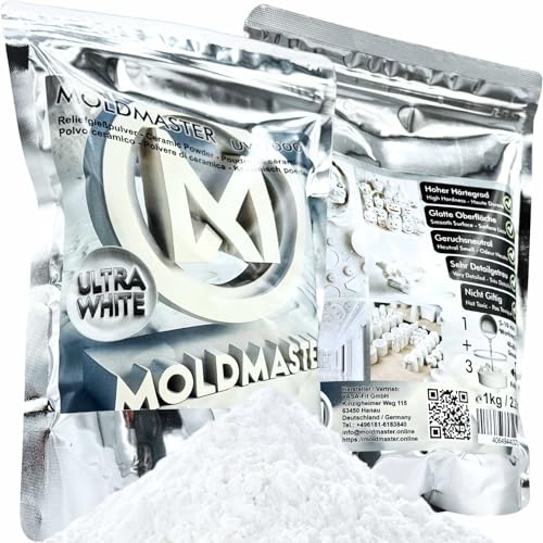 MoldMaster Gießpulver weiß Reliefgießpulver 1kg für Detailgetreue Reliefs, Kunst- und Bastelprojekte | Schnelltrocknend, Ungiftig, Vielseitig Einsetzbar