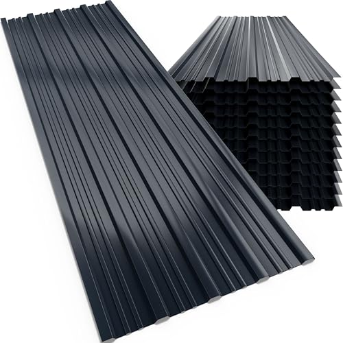 GARDEBRUK® 12x Trapezblech 129x46cm = 7m² Verzinkt Rostresistent Wetterfest Profilblech Dachblech Wellblech Dachplatten Gerätehaus Carport Anthrazit