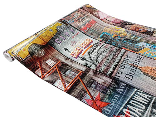 Klebefolie Möbel 67,5x200 cm | Möbelfolie selbstklebend | PVC, wasserfest und zuschneidbar | Klebefolie für Möbel - einfache Renovierung und individuelles Design | New York Manhattan Coney Island