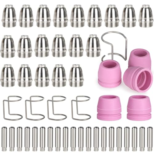 SWAWIS 50 Stück Plasmaschneider Schneidbrenner SG-55, AG-60, WSD-60 1,2mm Düsen Plasmaschneider Zubehör Plasma Zubehör Verbrauchsmaterial Kit