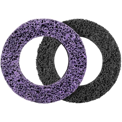 Shineboc 2 Stück Grob Reinigungsscheiben Ø150mm CSD Scheibe Nylon Gewebescheibe Lila für Oberflächenbearbeitung, Metall ，Radnaben Reiniger