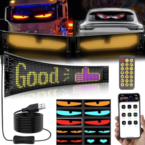 Umikk LED Augen für LKW und Auto, DIY Car Dynamic LED Smart Colorful Eye Lamp Soft Screen, Devil Eyes, USB Flexibles Bluetooth App-Steuerungsdisplay, Led Eyes for Car Window (12 X 59.5CM)