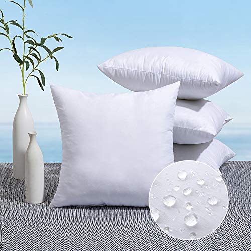 MIULEE Outdoor Kissen Wetterfest-Kissenfüllung 45x45 cm 4er Set, wasserdichte Kissen 45x45 Füllung für Patio Sofa Dekor, Innenkissen 45x45 Outdoor Wasserfeste, Outdoor Kissen 45x45 Füllkissen