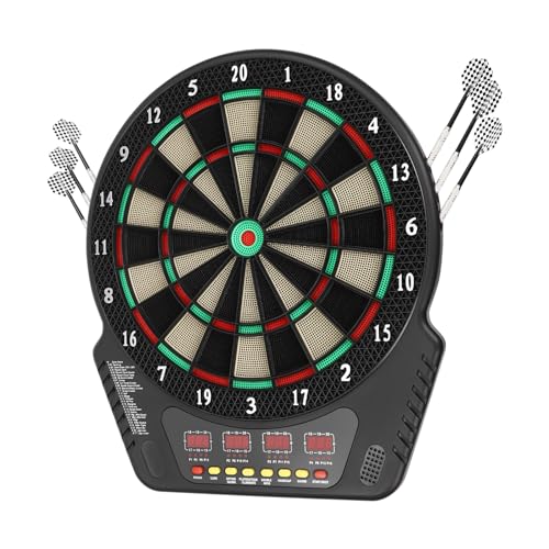 TanjcXliu Elektronisches Dartboard Dartspiel Dart elektronisch Dartscheibe 27 Spiele, 4 LED Displays, Sprachprompts, für Heim, Bar, Restaurant