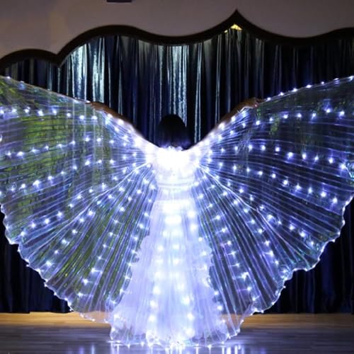BOBASH LED Flügel für Erwachsene Kinder, LED Umhang für Erwachsene Kinder, LED Schmetterling Flügel mit Teleskopstangen, Bauchtanz Flügel, Bauchtanz Kostüme, LED Kinder Schmetterling Flügel