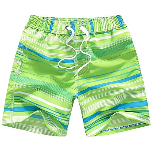 FedMois Jungen Badeshorts Schnelltrocknend Kinder Badehose Schwimmshorts, Grün, 7-8 Jahre (Gr. 128/134)
