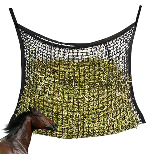 GAOUTO Heunetz für Pferde: 120 x 90cm Farming Heunetz, Heunetz Mesh Größe 3x3cm, Futternetz für 8,5kg Heu, Heusack, Heutasche, Heusack Fütterungszeit kann Verlängert Werden für Pferde