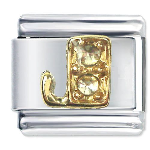 Quiges 9mm Italian Style Charm Modell Edelstahl Alphabet Buchstaben J für Italien Charm Armbänder