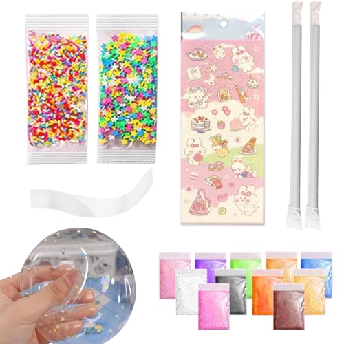 Nano Tape Bubbles Kit Accessoires aufblasbares Nano-Klebeband mit mehrfarbiger Füllung, 2 Stroh für DIY Bubbles Party Gunst für Kinder Bubble Kit