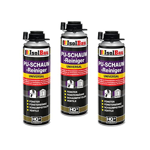 Isolbau PU-Schaum Reiniger - 3 x 500 ml Dose Schaumreiniger für PU-Schaumpistolen, Pistolenreiniger, Reinigungsmittel, Entfetter, Ventile & Oberflächen