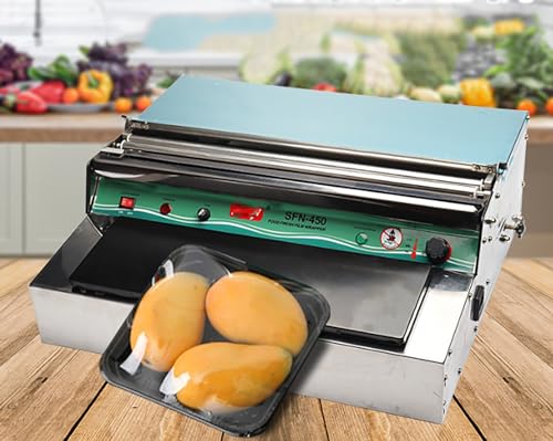 McbeAn Kommerzielle Folienverpackungs-Handverpackungsmaschine, 350-W-Plastikfolienschneidemaschine, Höhere Effizienz, Zum Verpacken Von Lebensmittel- Und Obstverpackungen Im Supermarkt