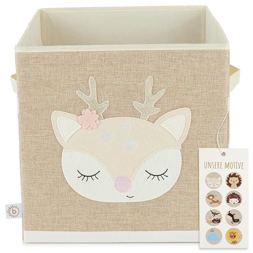 Bieco Aufbewahrungsbox Kinder | REH Ella Motiv ca. 36L faltbar | Süße Spielzeug Kiste für Kallax Regal | Aufbewahrungsbox 33x33x33 | Kallax Boxen für Spielzeug Aufbewahrung | Storage Box Kallax Korb