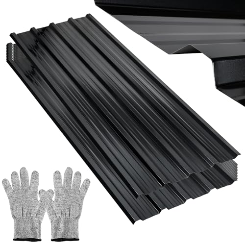 ISOISL Dachblech Trapezblech Dachplatten Anthrazit– 24 Stück Wellblechplatten, 129x46 cm, wasserdicht und rostfrei, ideal für Carport, Metall-Wandverkleidung und Stahlblechdäche