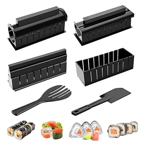 INHEMI Sushi Maker Kit für Anfänger - 10-Teiliges Komplett Set zum Selbst Machen, DIY Rollen Maker - Schwarz
