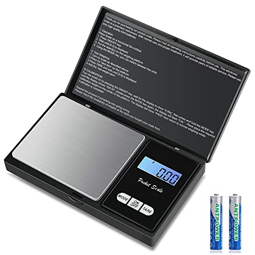 Taschenwaage,500 x 0.01g Digitale Taschenwaage,Präzisions Mini Küchenwaage, Digitalwaage Feinwaage Goldwaage Münzwaage, Multifunktion für Küche, Schmuck, Kräuter, Tee, Hefe, Kaffee (Schwarz)
