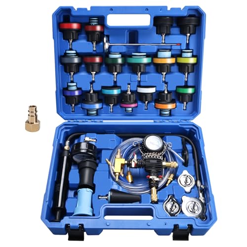 FreeTec 28-TLG Kühlsystemtester Kühlerabdrückgerät Kühler Druck Prüfung Abdrückgerät Kühlsystem Tester abdrücken Prüfgerät Wassertank Lecksucher Werkzeug