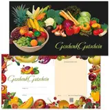 GESCHENKGUTSCHEINcom. 50 Formulare zum Erstellen eigener Gutscheinkarten für Obst-Geschäft Gemüse-Geschäft Handel. OG1230-50-V1