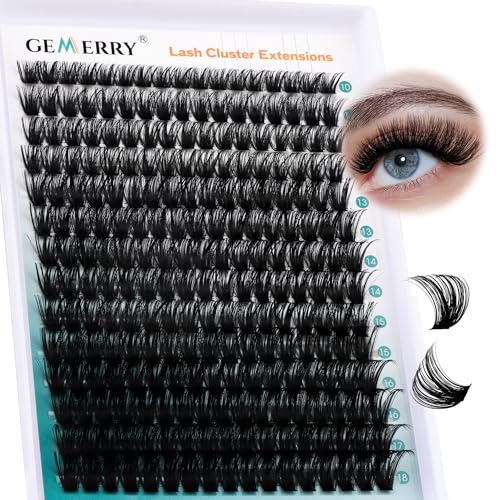 Einzeln Wimpern 80D DIY Cluster Wimpern 0.07 D Curl 10-18 Mix Individuelle Wimpern Extensions Wimpernverlängerung Volume Wimpernbüschel Wimpern zu Hause GEMERRY Wimpern (80D-0.07D-10-18mm)
