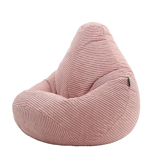 Icon Dalton Sitzsack Kinder, Rosa, Flauschiger Cord Stoff, Sitzsack Cord mit Füllung, Bequemer Kinder Gaming Sessel, Kuschelsessel, Lese Sessel, Schlafzimmer, Kinderzimmer, Spielzimmer