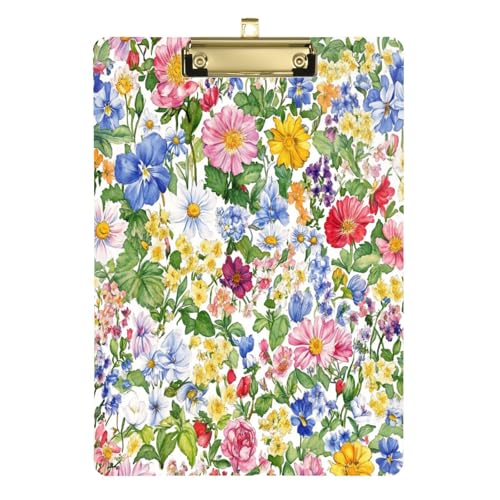 Personalisiertes Klemmbrett England Tudor Rose Beauty Summer Flowers A4 Papier Blatt Großes Klemmbrett für Krankenschwestern Hausbauunternehmer 30,5 x 22,9 cm mit Metallclip