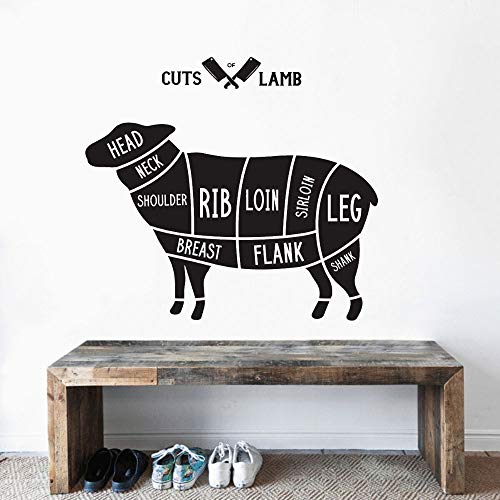 Zdklfm69 Wandtattoos Wandaufkleber Lammfleisch Cut Aufkleber Tiere Fleisch Cut Guide Aufkleber Küche Restaurant Wandkunst Dekoration 120x84cm