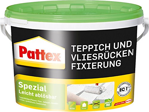 Pattex Teppich und Vliesrücken Fixierung Spezial, zum vollflächigen Fixieren von Teppichbelägen, lösemittelfrei- und geruchsarm, wieder abziehbar ohne Beschädigung des Untergrunds, 1 x 6kg