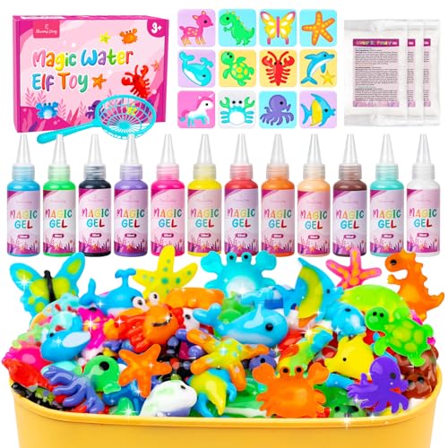 Eleanore's Diary Wasser Elf Kit, Magisches Wasser Gel Spielzeug, Kreativer magischer Elfen-Wasserspielzeug mit 12 magischem Gel und 12 Formen, Bastel-Bausatz für Kinder 4 5 6 7 8 Jahre alt