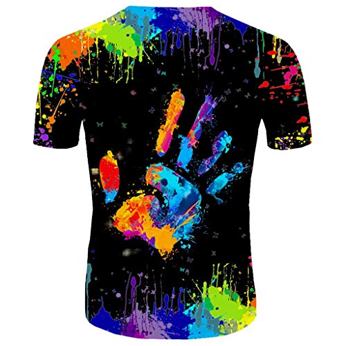 3D Gedrucktes T-Shirt Persönlichkeit Mode Sommer 3D TShirt Buntes Handabdruck Ölgemälde Muster Rundhals TShirts Druck Kurzarm Geeignet Für Lässige Lauffitness Alltag Party Tops