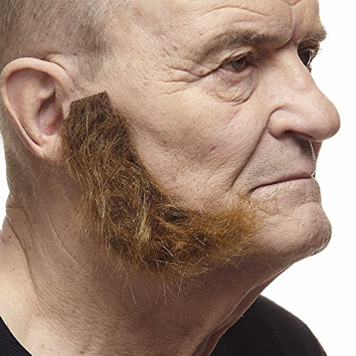 Mustaches Selbstklebender L Shaped Sideburns Gefälschte Hammelkoteletts, Neuheit, Falsche Gesichtsbehaarung, Kostümzubehör für Erwachsene, Braun Farbe