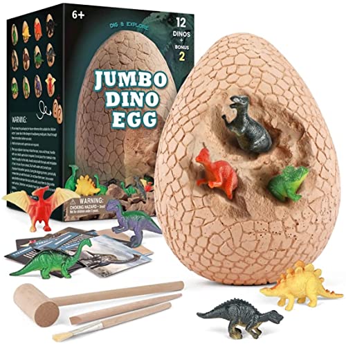 Jokooan Großes Dino Ei, Dinosaurier Eier Ausgrabungsset, Osterei Spielzeug für Kinder, Enthält 14 Dinosaurier Fossile Archäologische Wissenschaft STEM Montessori Spielzeug für Kinder ab 6 Jahren