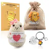 Positive Kartoffel Deutsch mit Schlüsselanhänger, Glücksbringer Geschenke für Frauen,Pocket Hug Kreative Strickwolle Puppe mit Umarmung Glücksbringer,Einschulung Geschenk,Schulkind Geschenk,Abschi (A)