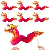 6 Packungen Chinesischer Drache Papier Puppen Handwerk Drache Puppen Handgemachte Chinesisches Neujahr Dekoration Kunst für Frauen Männer Mädchen Jungen DIY Handwerk Geschenke Haus Dekore