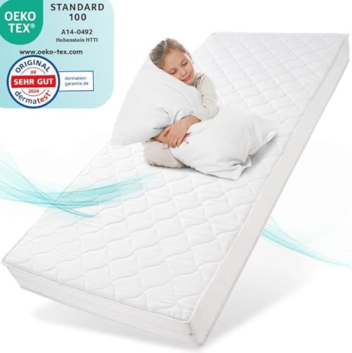 Sun Garden Kinderbettmatratze, Oeko-Tex 100 Zertifiziert, waschbarer Bezug, Kindermatratze mit Klimafaser-Versteppung, Modell P1440 ComfortPur 90x200 cm H3