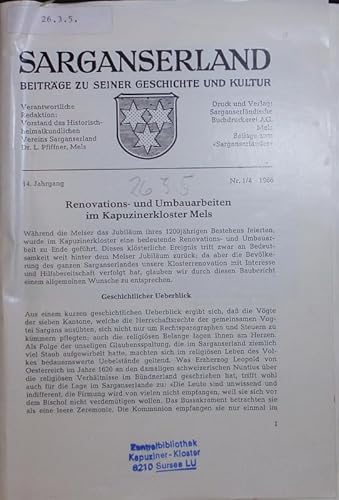 Sarganserland. Beiträge zu seiner Geschichte und Kultur. Renovations- und Umbauarbeiten im Kapuzinerkloster Mels.