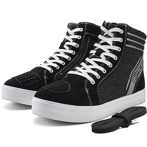 IRON JIA'S Motorradschuhe Herren Motorradstiefel Herren Motorrad ，rutschfeste, atmungsaktive Street-Casual-Biker-Boots mit seitlichen Reißverschlüssen, Knöchelstütze und Schaltkissen -43