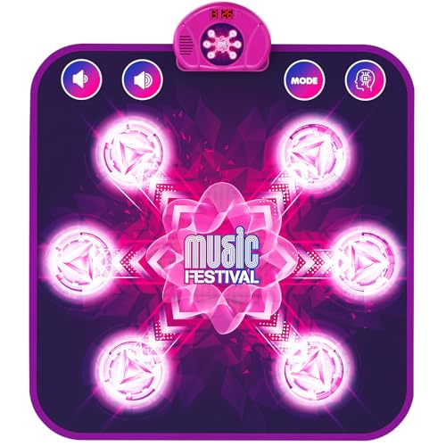 LEAPRCSTORE Tanzmatte für Kinder ab 4-12 Jahre Mädchen, Musikmatte mit 6 Leuchtenden Pfeilen, 5 Spielmodi und LED Anzeige, Weihnachten Geburtstag Spielzeug Geschenke für Junge & Mädchen