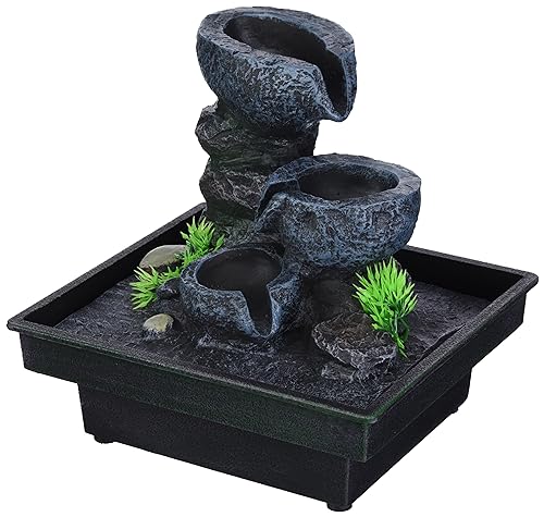 pajoma® Floating Stones Zimmerbrunnen H 20 cm – 3-stufiger Wasserfluss mit Naturoptik | Meditativer Innenbrunnen für Wohnzimmer, Büro & Spa – Relax & Wohlgefühl