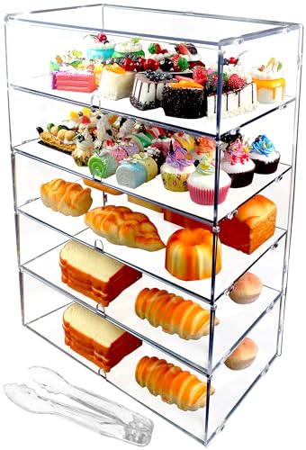 Cityjoy klare Acryl-Thekenvitrine für Bäckereien, 5 mm hochschlagfeste PETG-Platten, transparenter Acryl-Sandwich-Brotschrank (LJ039C 5-Tiers transdparent)
