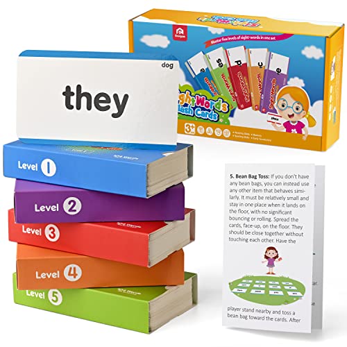 Coogam 520 Ansichtswörter zum Lernen von Vokabeln, Dolch Fry Hochfrequenz-Site-Wort, pädagogisches Spielzeug für Vor-Kindergarten, 1., 2., 3. Klasse, Heimschule